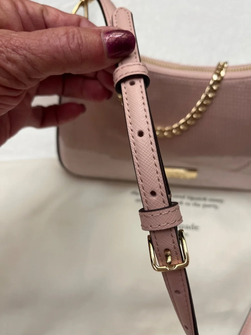 NWT Kate Spade Madison Sequin/Leather Convertible Crossbody.  Rose Smoke/Pink.
